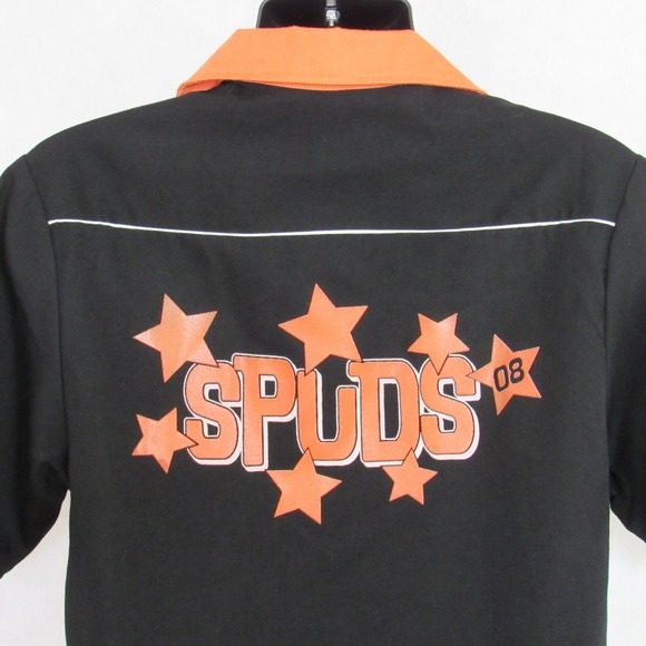 Retro Bowling Shirt Cruisin USA SM Button Down Orange & Black Rockabilly - Picture 2 of 7